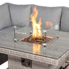 Leona square rattan dining set with fire pit