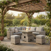 Leona square rattan dining set with fire pit