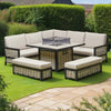 Cheshire Beige Aluminium Firepit Dining Set