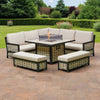 Cheshire Beige Aluminium Firepit Dining Set