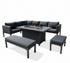 Kensington Grey Corner Fire Pit Dining Set