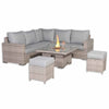 Leona square rattan dining set with fire pit