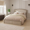 MADRID DOUBLE OTTOMAN BED NATURAL LIMED OAK WITH FABRIC HEADBOARD