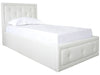 WHITE SINGLE FAUX LEATHER OTTOMAN BED HOLLYWOOD