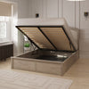 MADRID DOUBLE OTTOMAN BED NATURAL LIMED OAK WITH FABRIC HEADBOARD