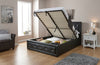 BLACK FAUX LEATHER DOUBLE OTTOMAN BED HOLLYWOOD