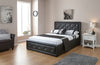 BLACK FAUX LEATHER DOUBLE OTTOMAN BED HOLLYWOOD